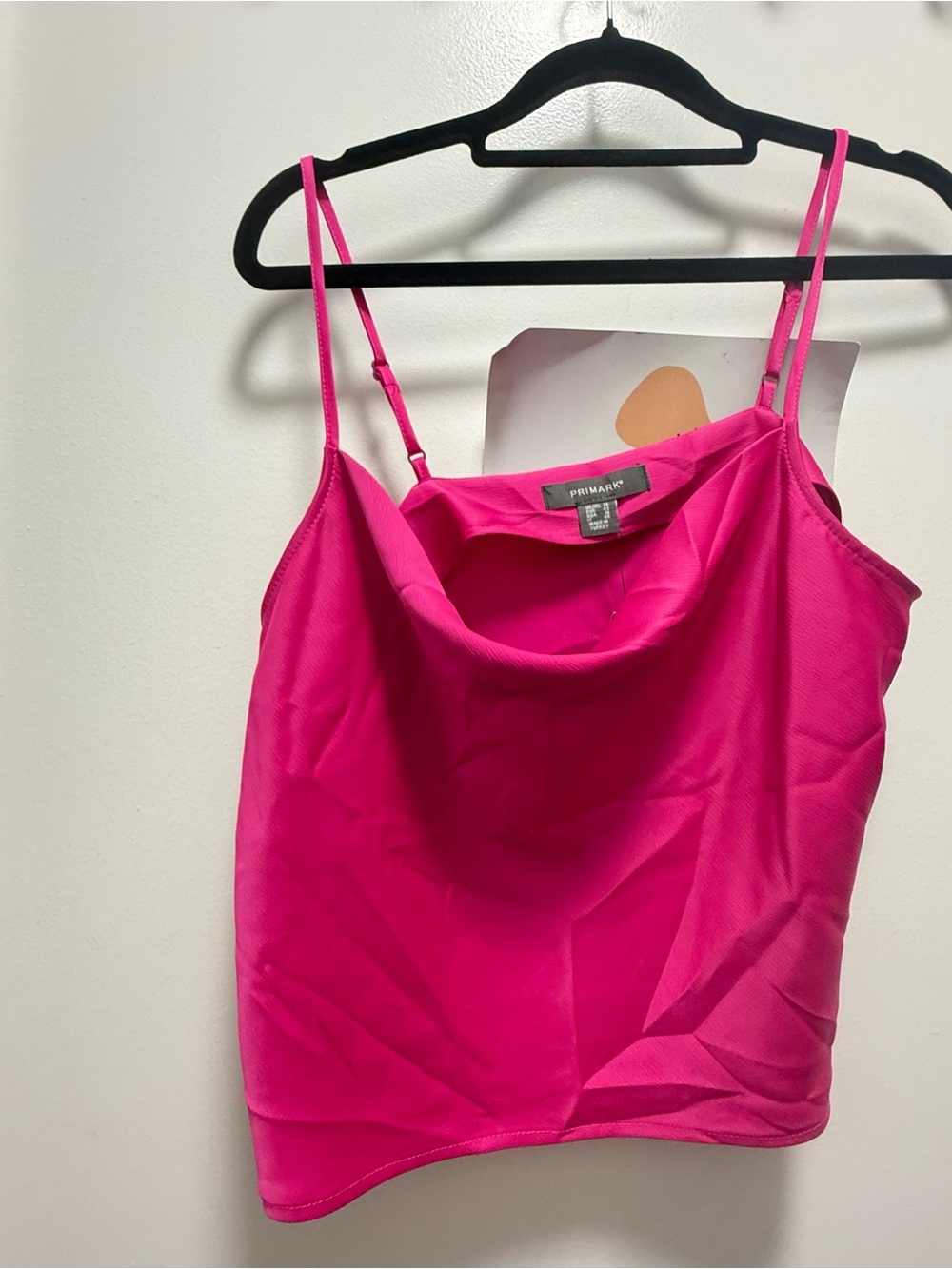 NWT Hot Pink Satin Cowl Neck Cami Strappy Tank Top US 10 - Picture 11 of 11